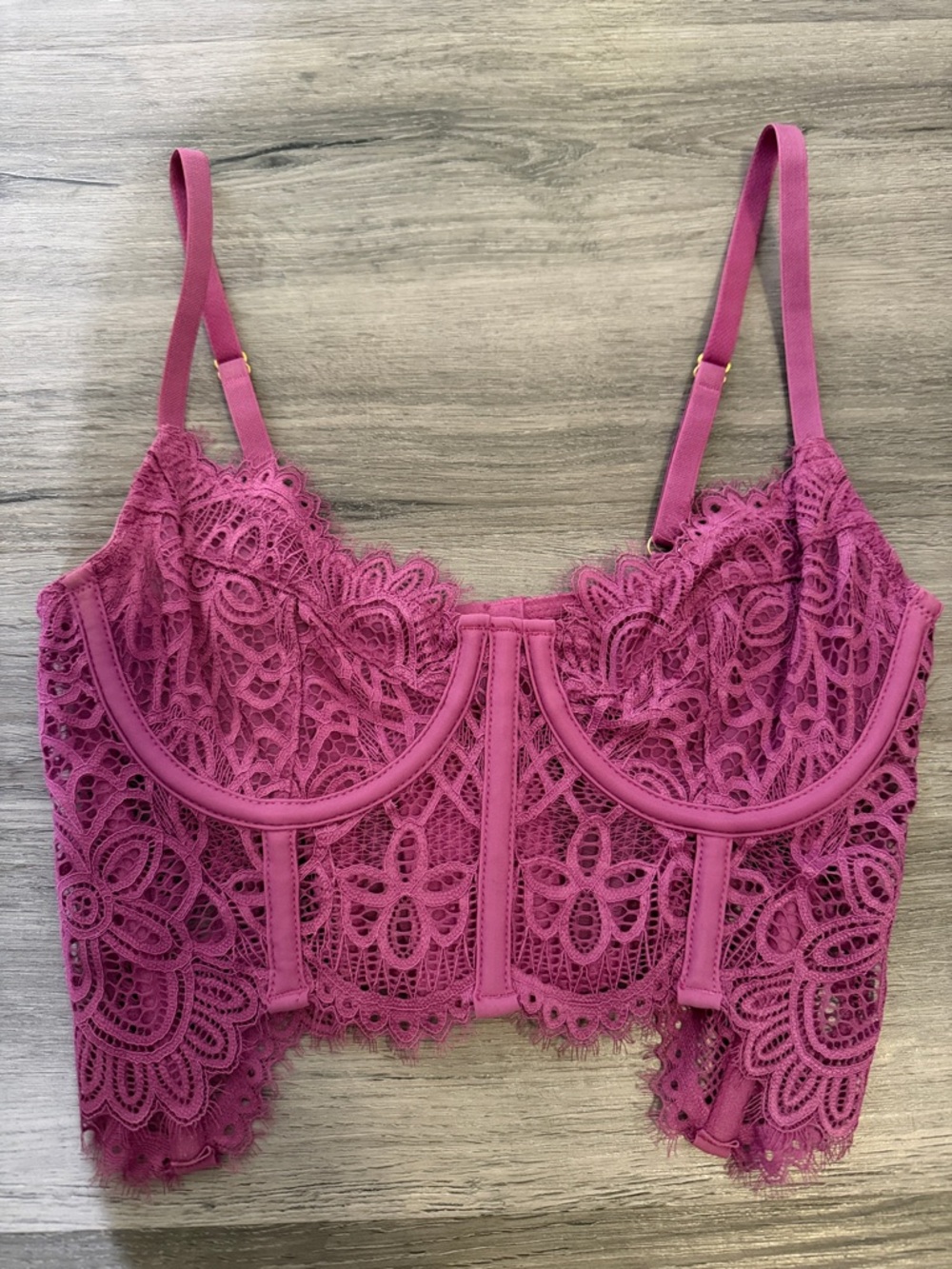 Anthropologie Lace Longline Bralette - Magenta